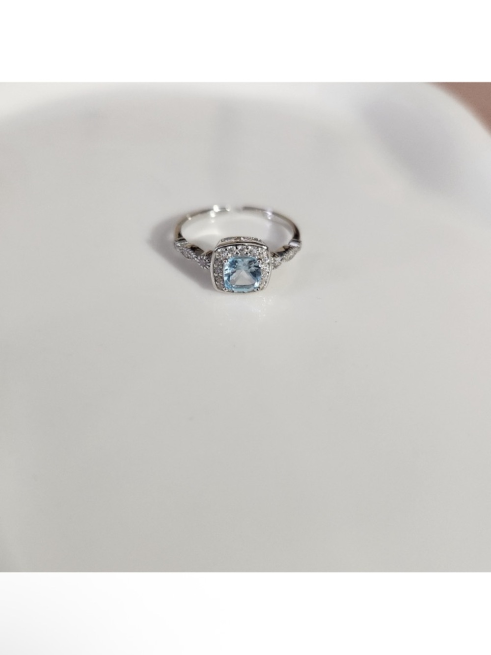 Sterling Silver blue topaz Halo Ring